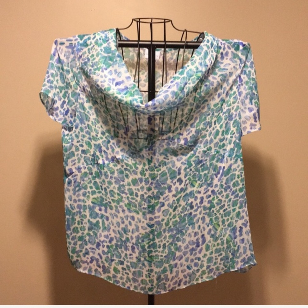 ✂️ JACLYN SMITH Gorgeous multicolor sheer blouse XXL 14/16 fit